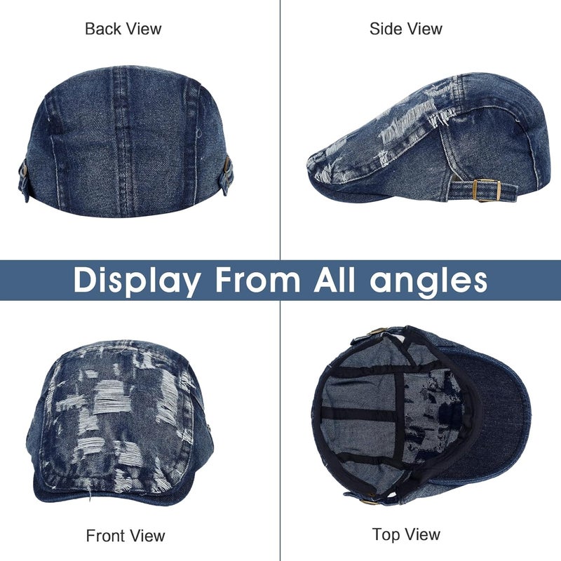 Qlauca Store 3Pcs Men's Newsboy Caps Washing Cotton Cooling Lightweight Scally Cap for Men Adjustable Flat Cap - Image 4